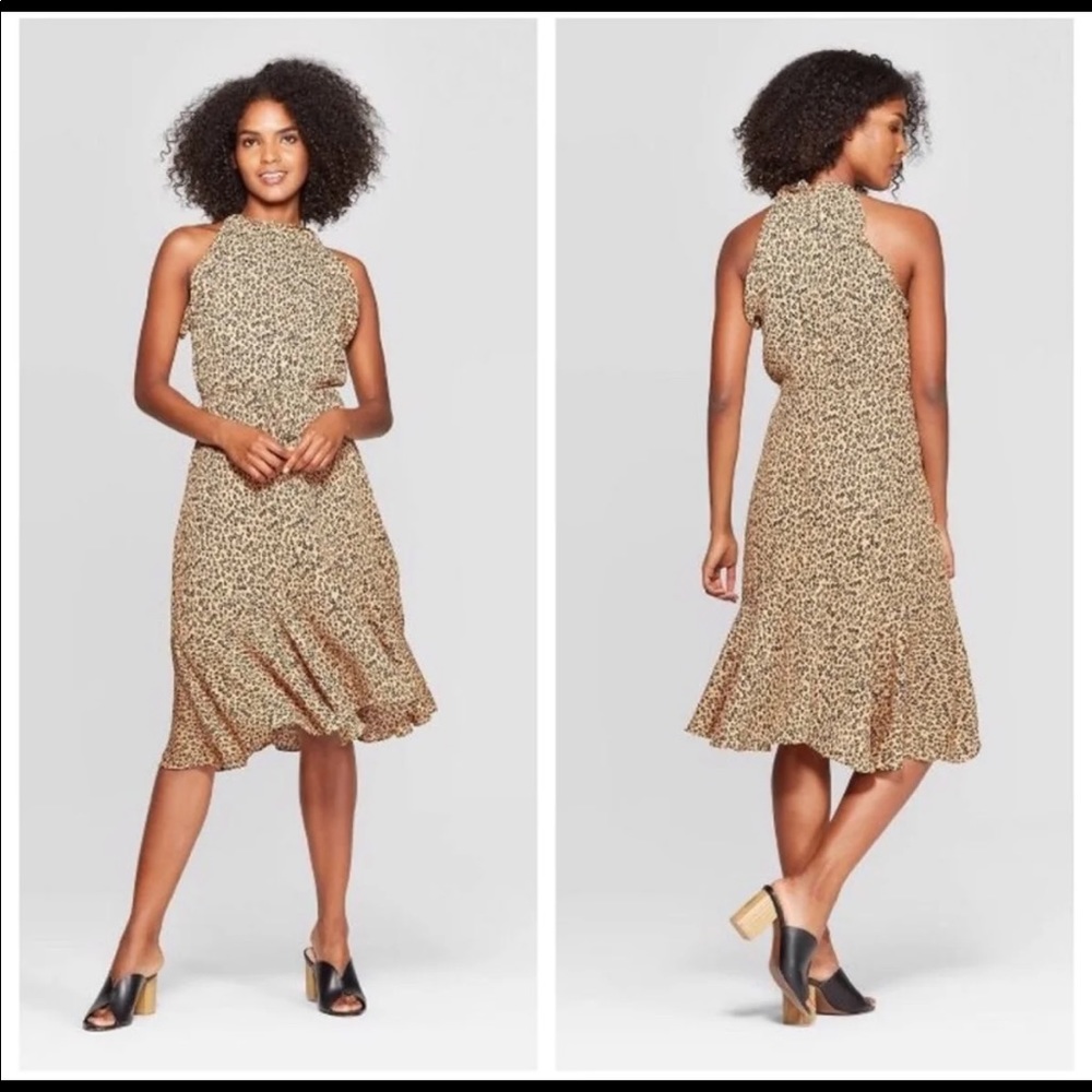 Leopard print halter midi dress - Picture 2 of 9